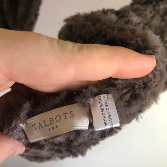 Talbots Faux Fur Ruched Gray Crinkle Small Neck Scarf Stole Wrap Neck Warmer - Picture 3 of 3